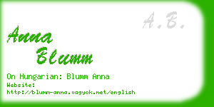 anna blumm business card